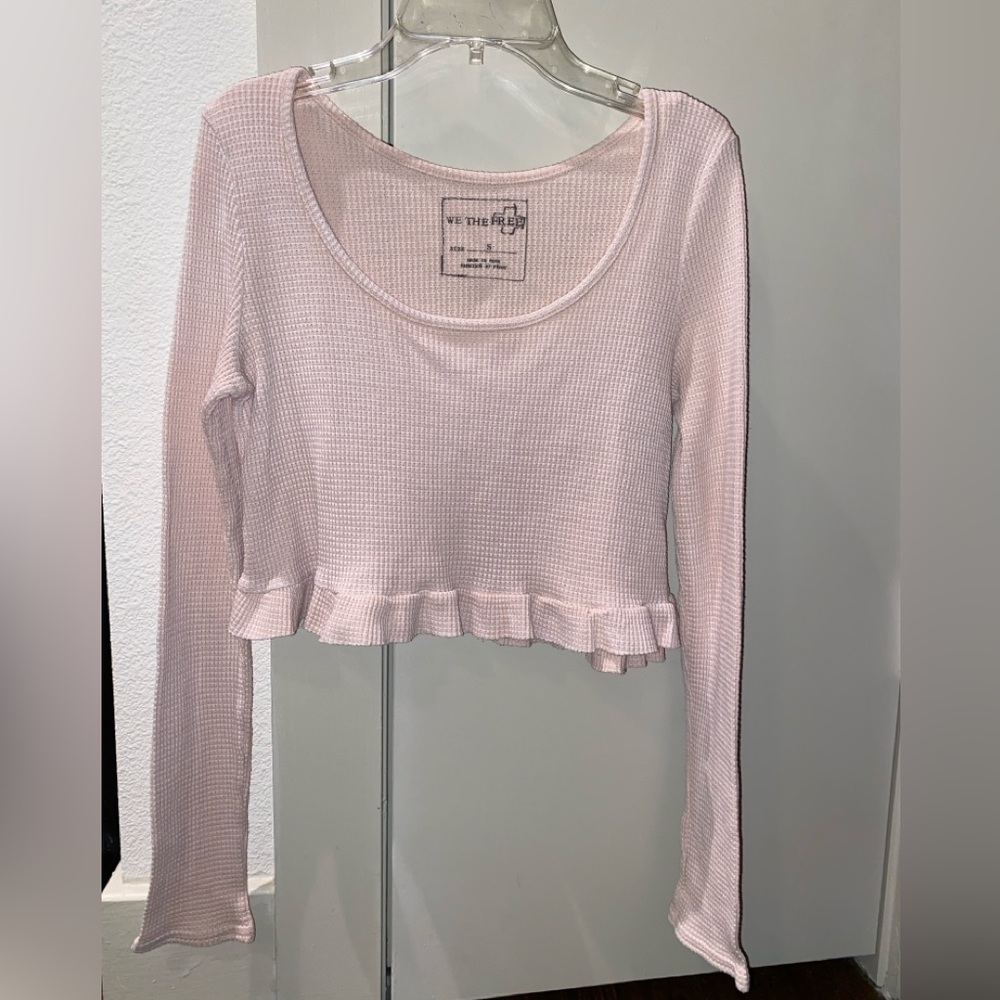 Pink Ruffled Free People Top